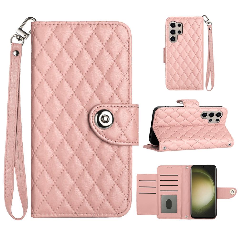 Multi 7 Card Crossbody Leather Wallet Case For Cricket Magic 2 Debut S3 Outlast Icon 6 Lanyard Checkered Wristlet Flip Cover