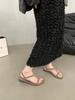 2025 Korean version summer new fashion versatile toe niche flat sandals women wear beach retro Roman shoes