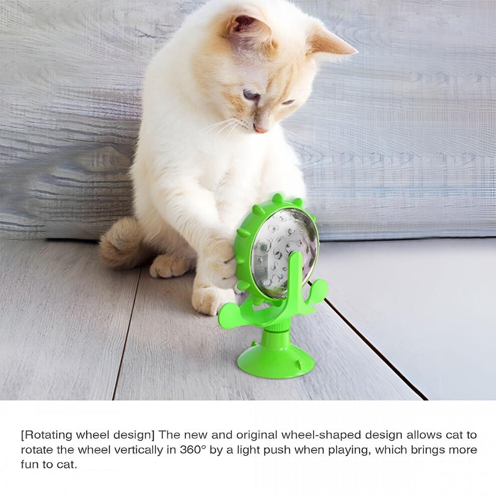 Cat Puzzle Feeder Toys 360 Rotating Wheel Durable Cute Interactive Pet Toy with Powerful Suction Cup