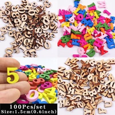 100Pcs Wooden Letters Decorative Alphabet English Letter Decoration Wood Numbers Scrapbooking Craft DIY