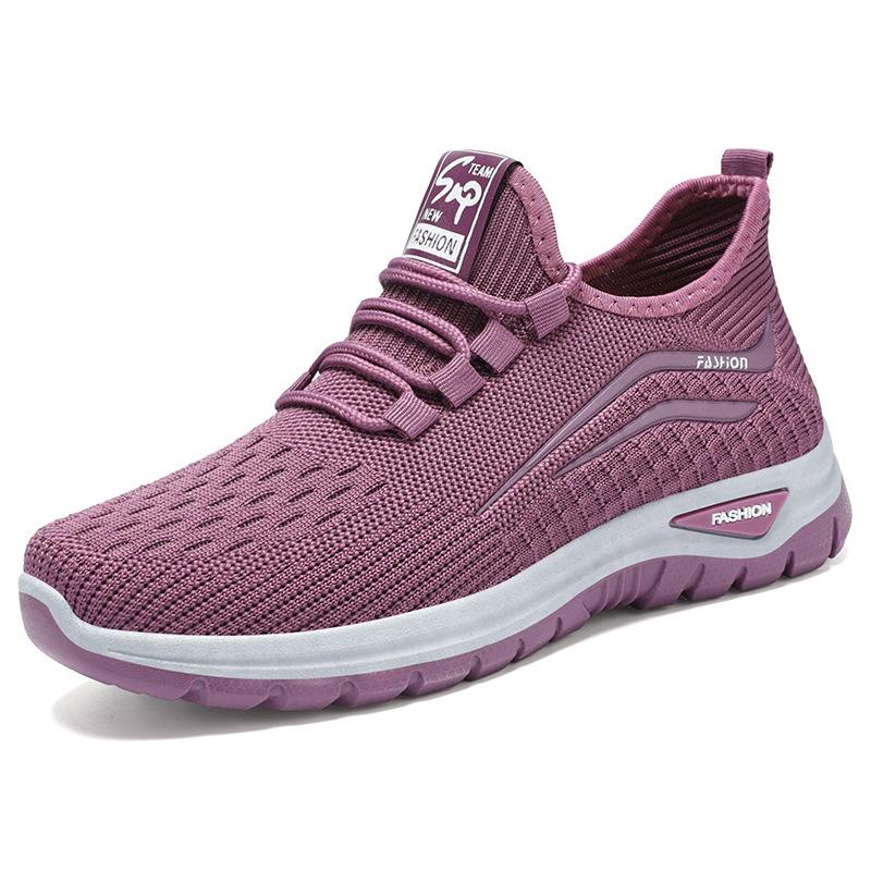 Damen Casual Sport Outdoor Laufschuhe Walking Schuhe Schnürschuhe Strickschuhe für Frühling und Sommer