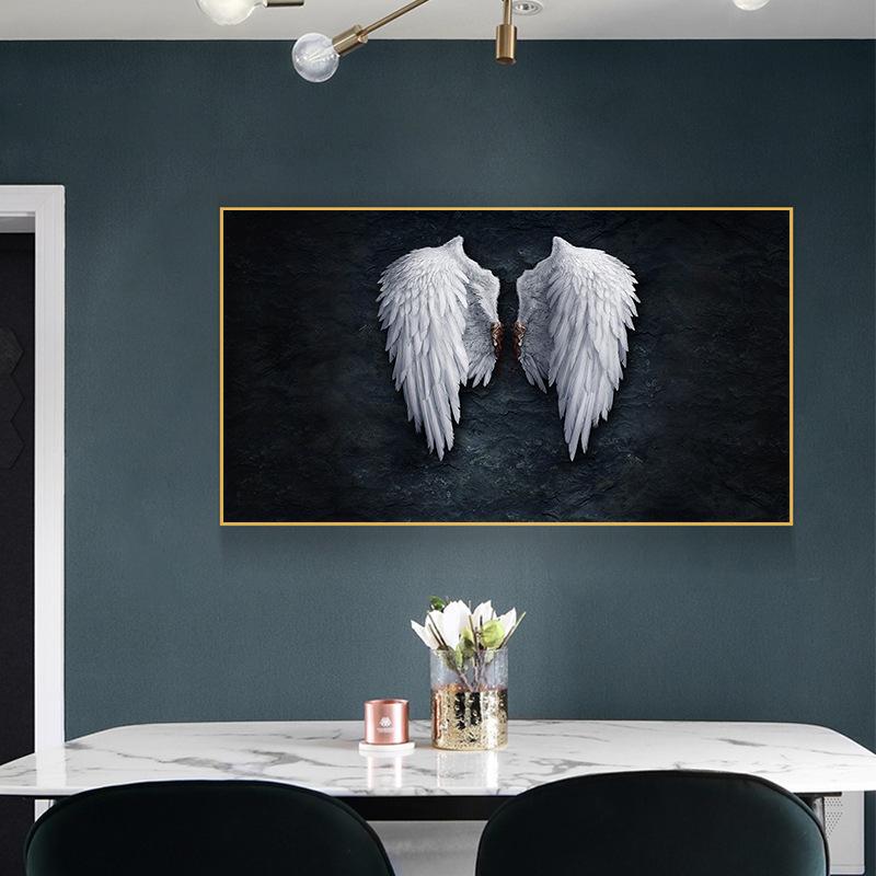 Arte mural de estética abstracta nórdica con alas de ángel, óleo sobre lienzo en HD, pósteres e impresiones para decoración del hogar, dormitorio y sala de estar, regalos.