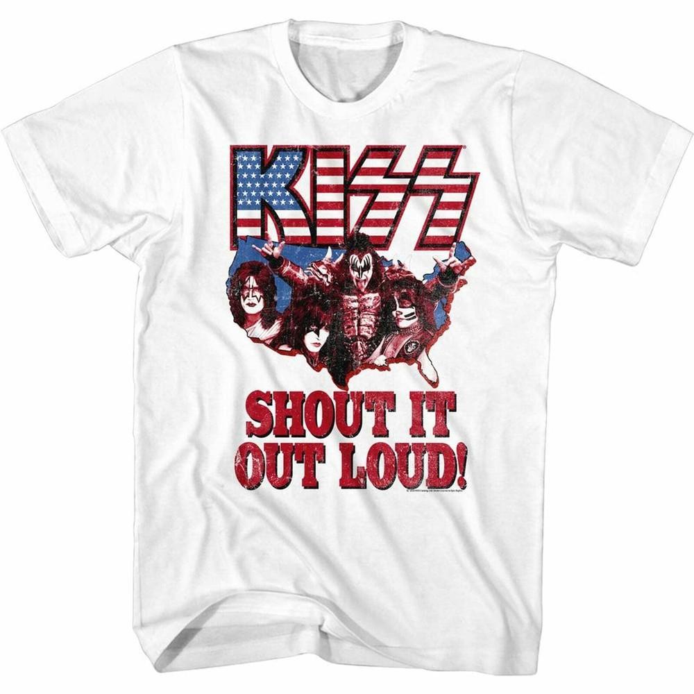 

Kiss Shout White Adult T-Shirt Unisex T-Shirt XXL