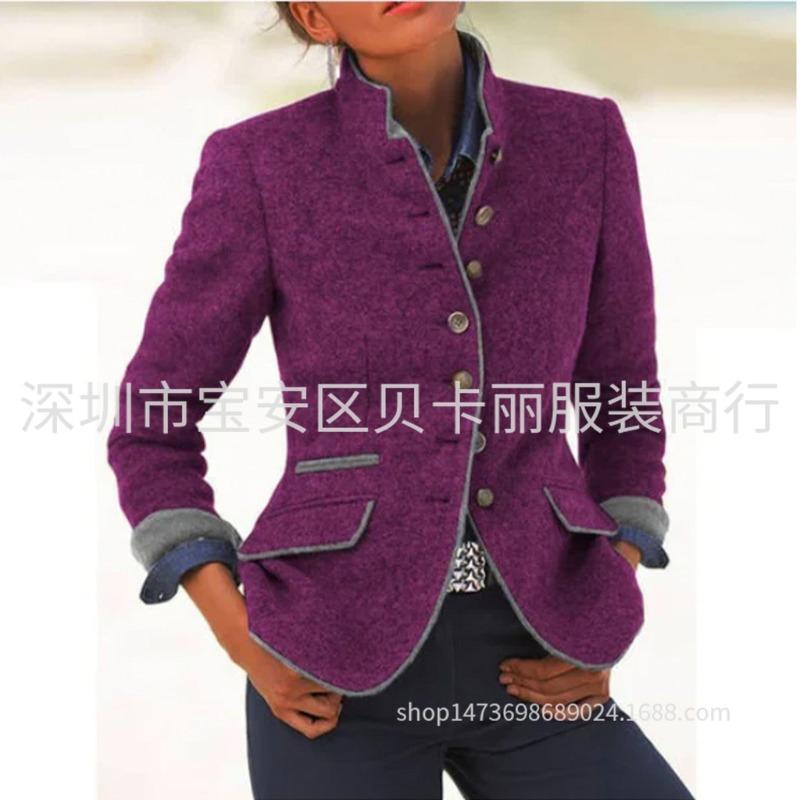 GMXIA Damen Vintage Casual Einfarbig Druck Herbst Winter Langarm Jacken & Mäntel