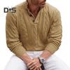 Fall Winter Men Sweater High Collar Neck Protection Buttons Knitted Thickened Pure Color Long Sleeves Pullover English Style Sweater