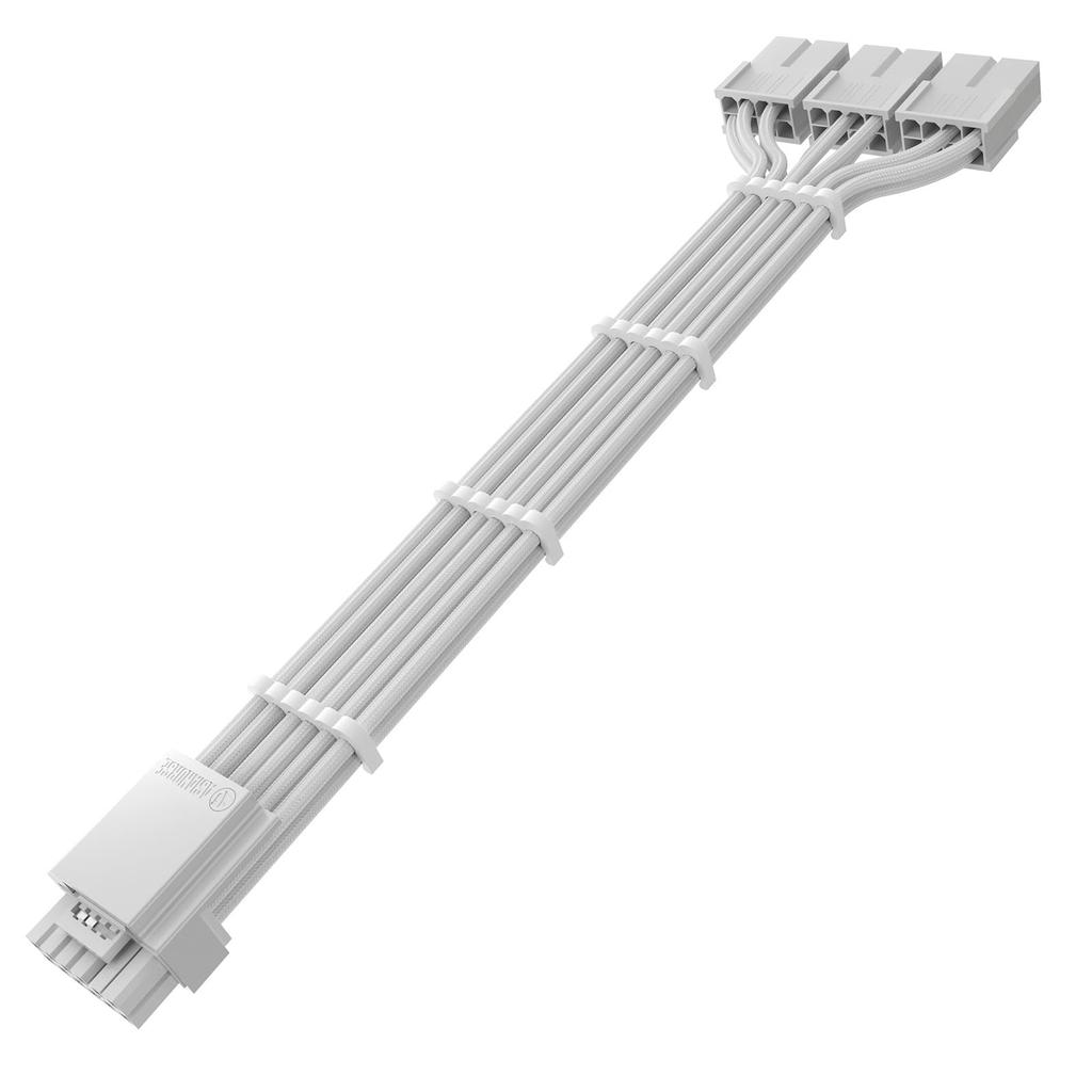 AsiaHorse PCIE GPU 16AWG PC Power Adapter Extension GPU 12VHPWR Power Sleeved Cable to GPU RTX Snow White 5.0 Cable, Extension, 16-Pin (12+4) 38-Pin