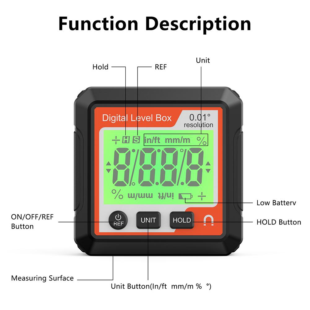 Digital Level Angle Gauge 360° LCD Electronic Protractor Mini Measuring Digital Inclinometer with Magnetic Base Bevel Protractor