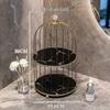 Wrought Iron Birdcage Desktop Organizer: Home Decor for Cosmetics and Dressing Table