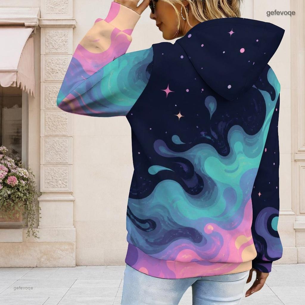 Plus Size Womens Hooded Sweatshirt White Drawstring Long Sleeve Loose Soft Casual Leisure Wear