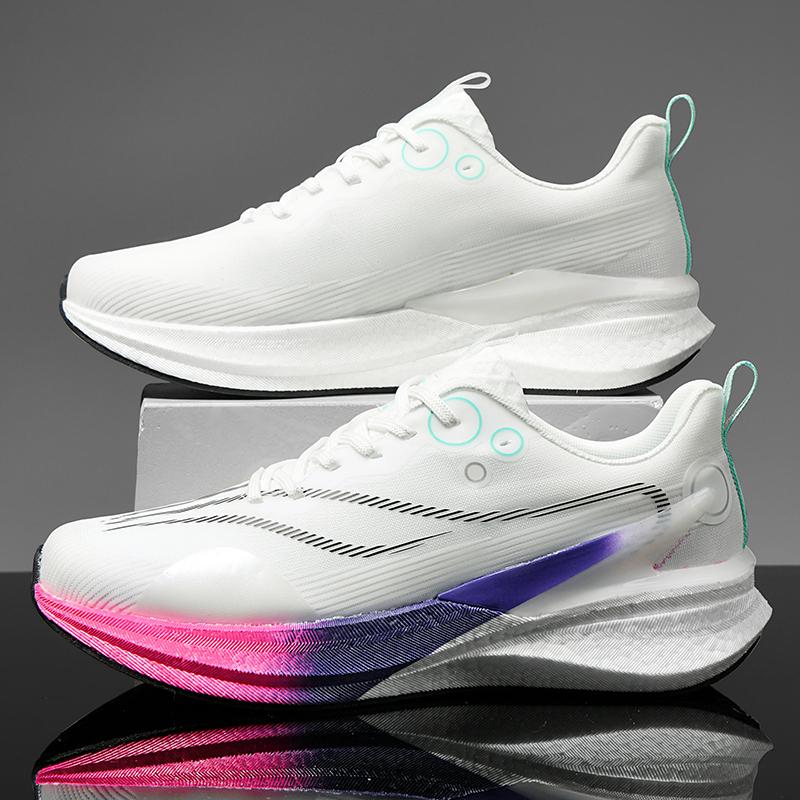 New Men's Running Shoes Carbon Plate Support Wear-resistant Rubber Outsole Sports Shoes Outdoor Shock-absorbing Tennis Shoes