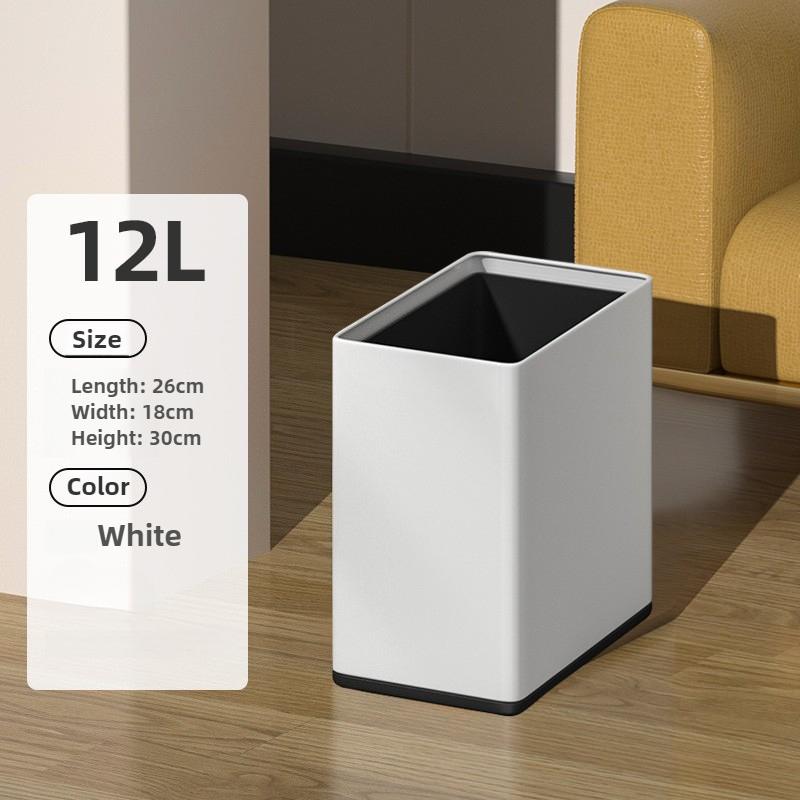 

Stainless Steel Waste Bins Modern Bathroom Trash Can Large Capacity Living Room Litter Bin Luxury Bedroom Uncovered Garbage Can белый