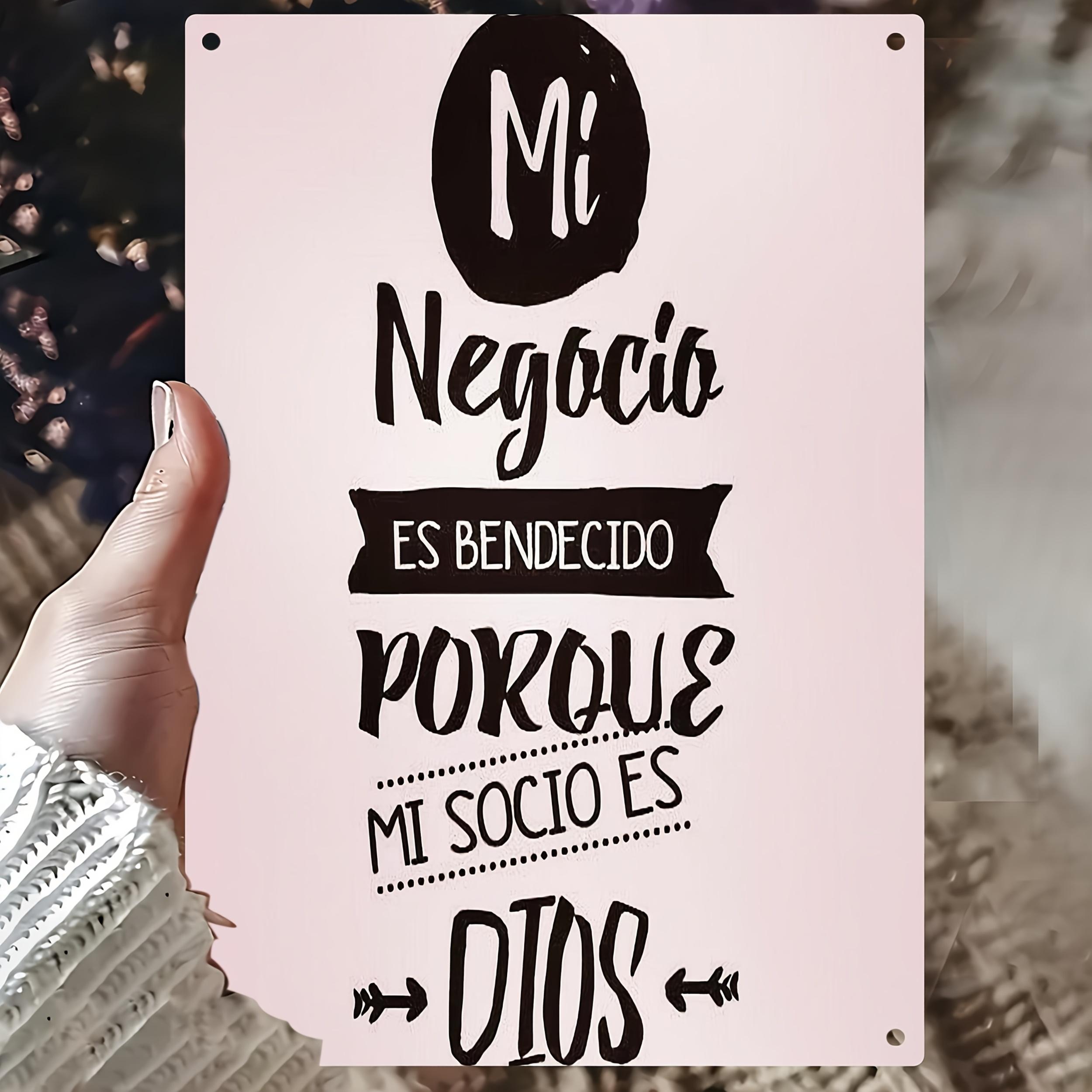 

Spanish Christian Quote Mi Negocio Es Bendecido Metal Tin Sign Wall Decor 20x30cm（7.8x11.8inch）
