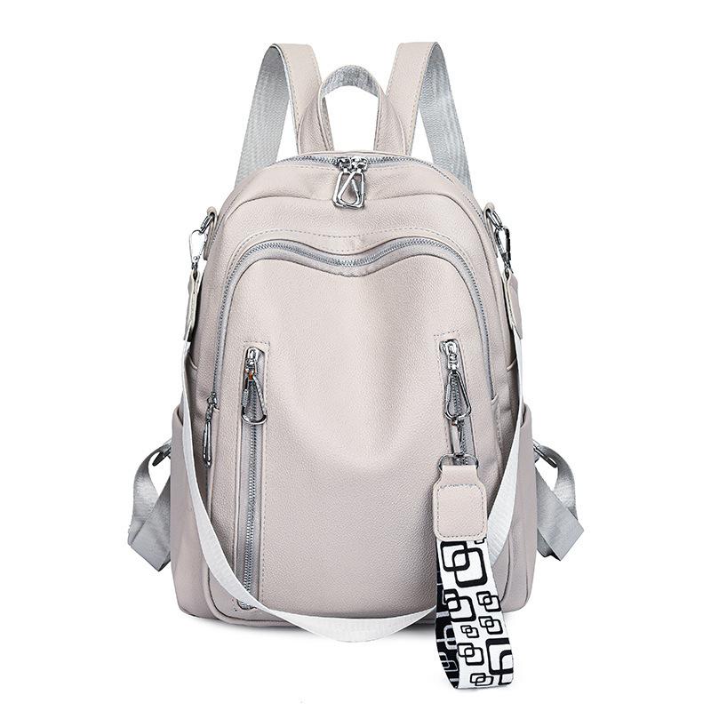 2025 new Korean version fashion trend retro large capacity soft leather backpack outdoor travel backpack women's bag