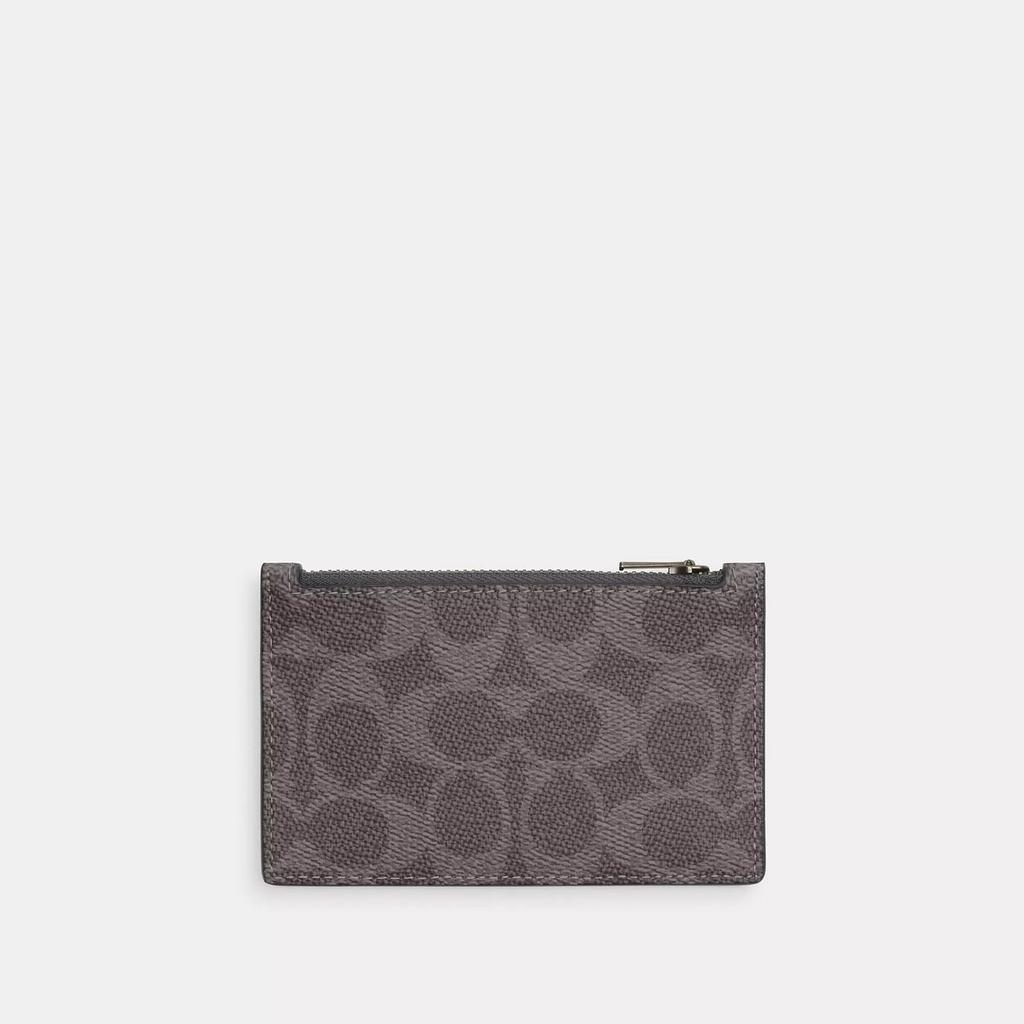 Coach Zip Card Case In Signature Gunmetal Charcoal Black