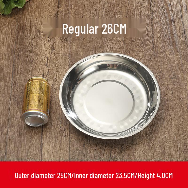 

Deep Stainless Steel Round Dinner Plates - 10-Pack