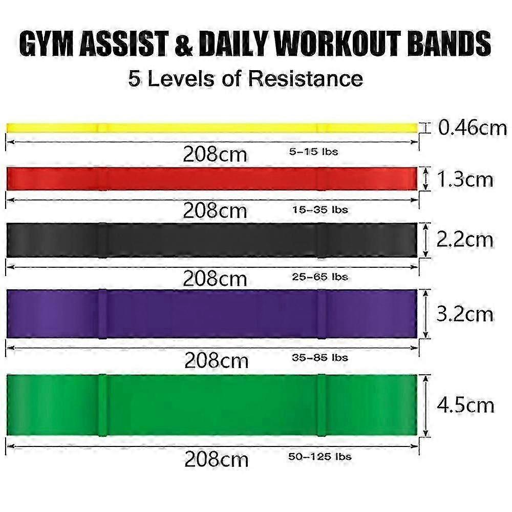 5-Piece Resistance Band Set for Pull-Up Assistance, Strength Training, and Mobility Workouts