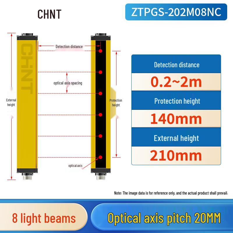 CHNT ZTPGS Safety Light Curtain Sensor 8 Beams