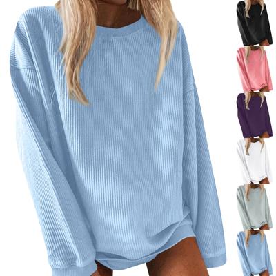 Damen-Oberteile, einfarbig, gestrickt, langärmelig, lockere, lässige T-Shirt-Oberteile, Pullover