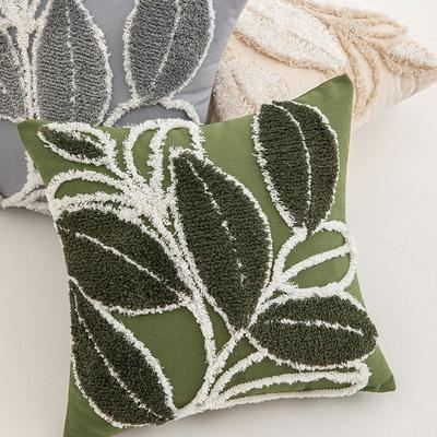 Federa per Cuscino Tufted con Foglie a Vento Stile Ins Cuscino per Divano Soggiorno Semplice Moderno Cuscino Lombare Federa con Motivo a Disegno Animato di Piante