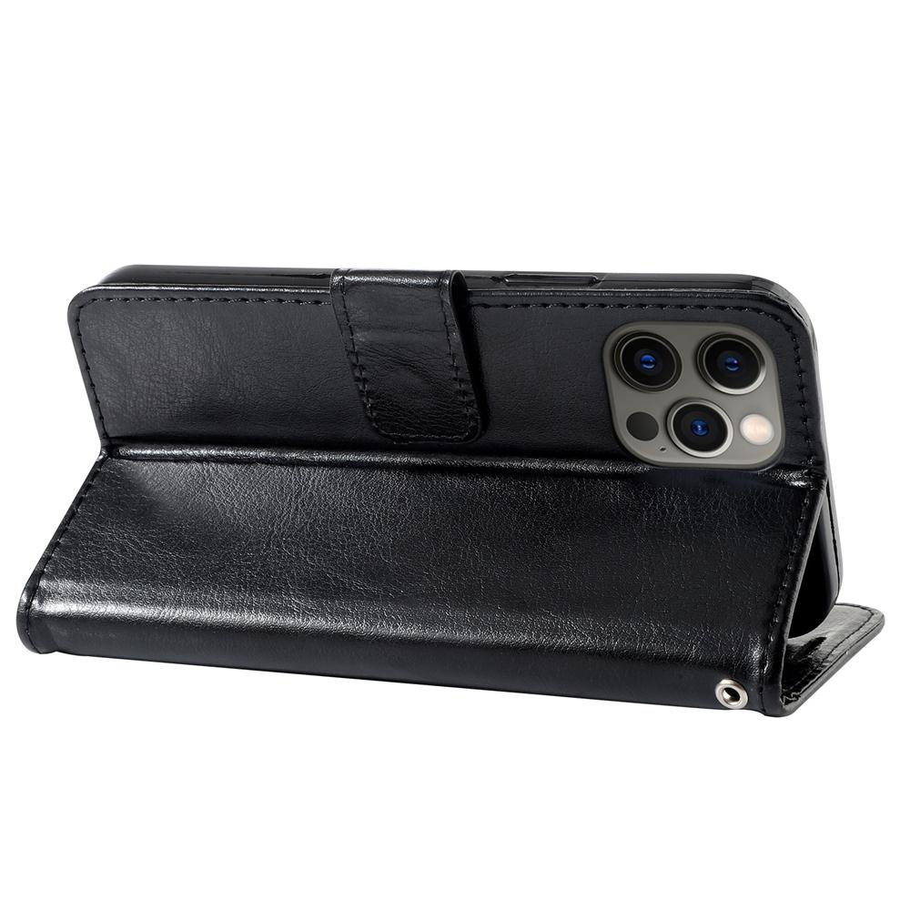 Phone Case For iPhone 16E 11 12 13 14 Plus 15 Plus Pro Max XS Max XR Classic Black Leather Wallet Bag Flip Cover Card Slot