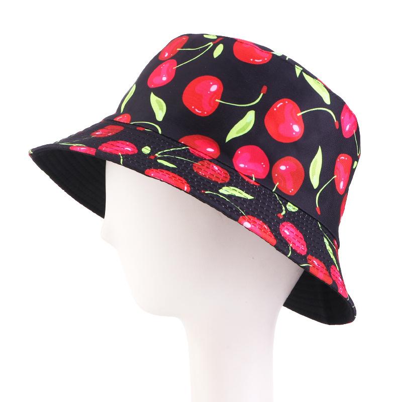 Summer fashion double-sided fruit printed pot hat, summer sun hat, outdoor travel sun hat JDPM -