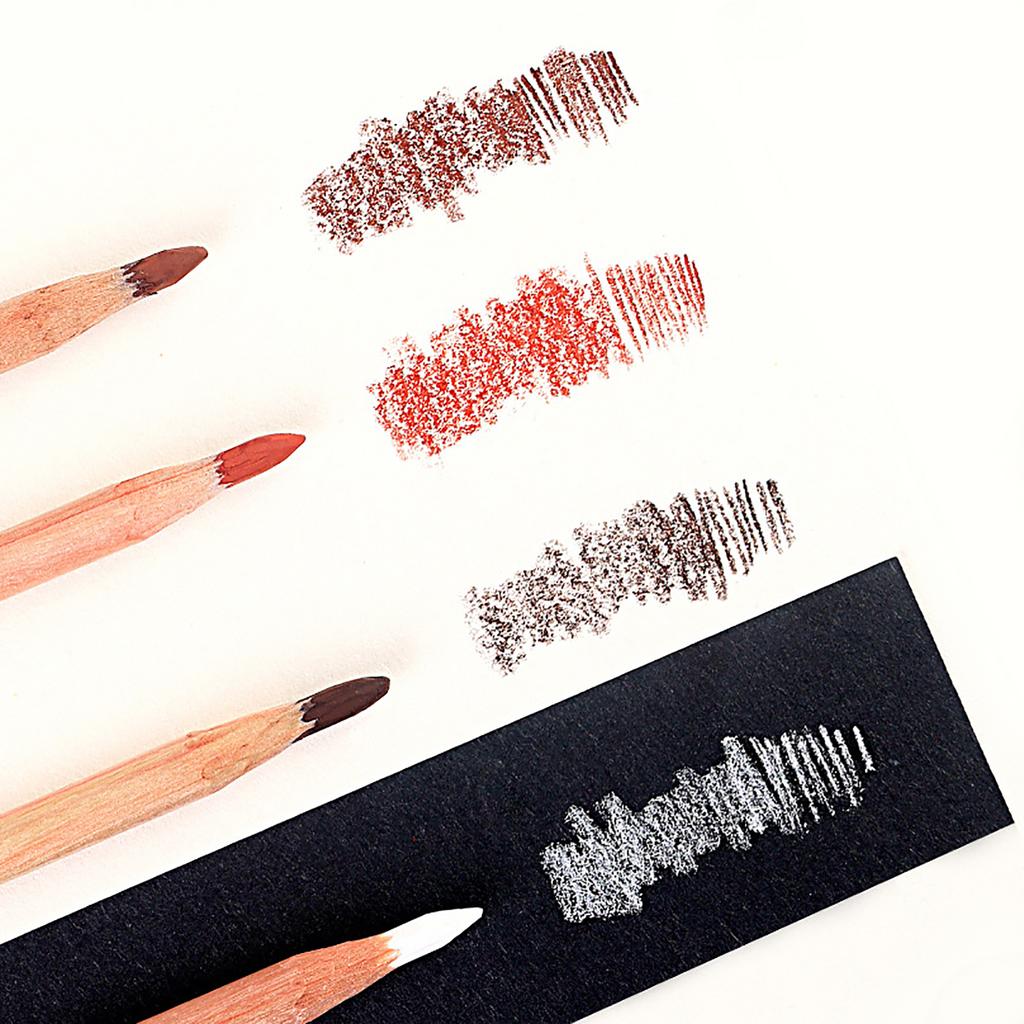 4 Stück Farbskizzenstifte Anfänger Holzkohle-Stiftset zum Zeichnen Schattieren Kolorieren Schichten