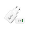 65W GaN Reise-Ladegerät EU-Stecker Dual USB C + USB A Port Schnelllade-Wandadapter Kompaktes Ladegerät für Telefon Laptop Tablet