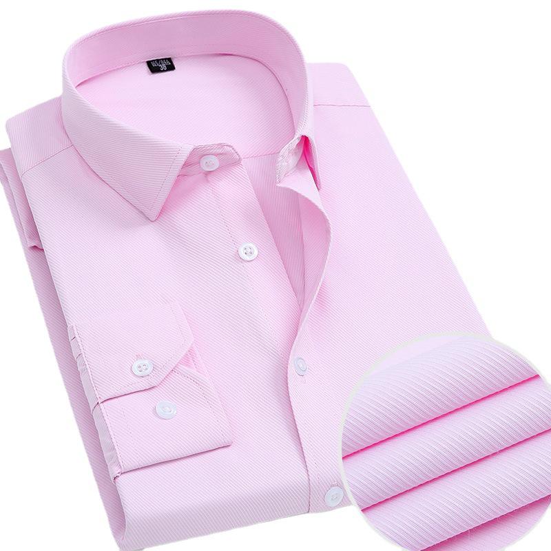 Men's Non-Iron Long-Sleeve Striped Cotton Shirt - Professional and Casual in White