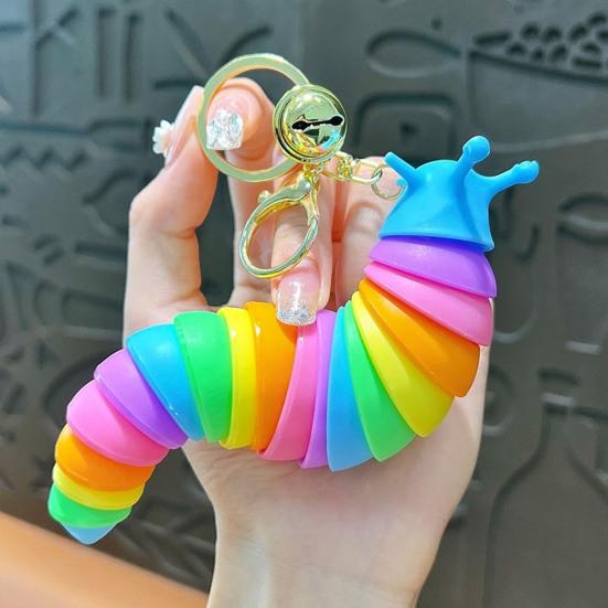 Keychain Pendant Stress Relief Squeeze Toy 3D Slug Fidget Spinner Anxiety Reduction Flexible Sensory Key Chain