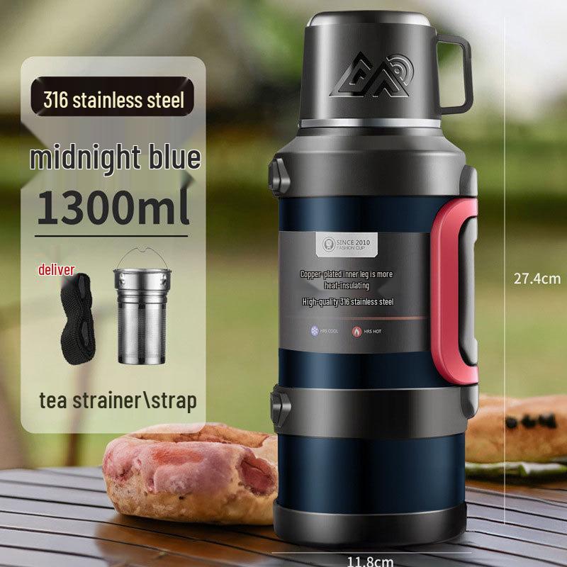 

316 Stainless Steel Large Capacity Insulated Travel Cup with Handle - Double-Layer Outdoor Sports Car Bottle Large Capacity