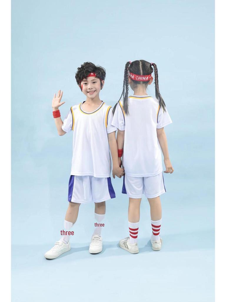 Two-Piece Girls' Basketball and Jump Rope Sports Uniform Set