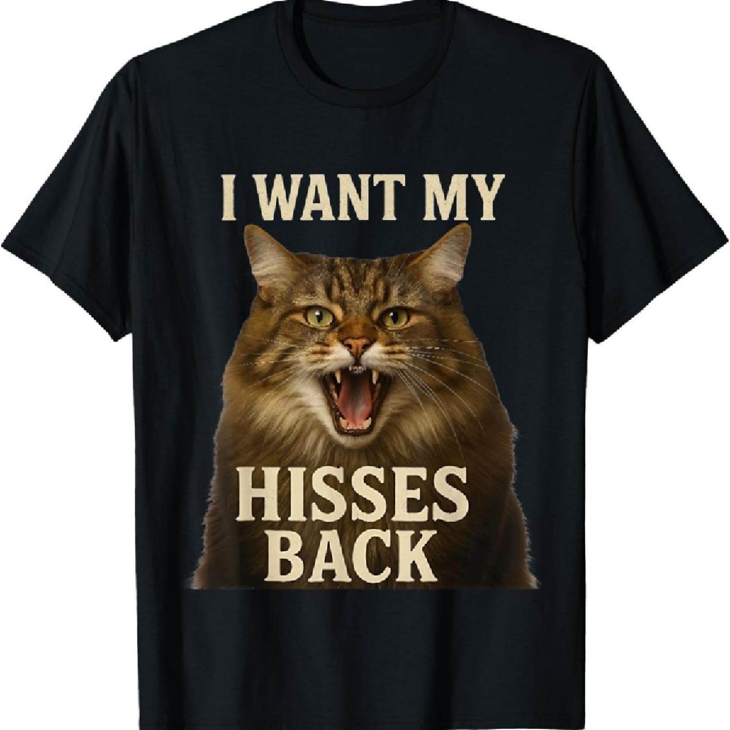 

Я хочу свои шипения обратно Футболка с мемом про кота XXXXXL чёрный