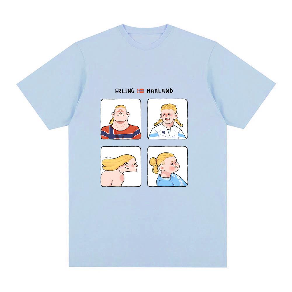 Koszulki z Memami o Haalandzie Zabawne Męskie Damskie Uroczy Nadruk Kreskówkowy Koszulka Codzienna Bawełniana Luźna Krótki Rękaw Letnie Topy Streetwear