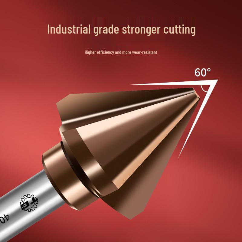 Tiangong 6542 Cobalt HSS 60° Single-Edge Chamfering, Deburring, and Countersink Cutter with Straight Shank.