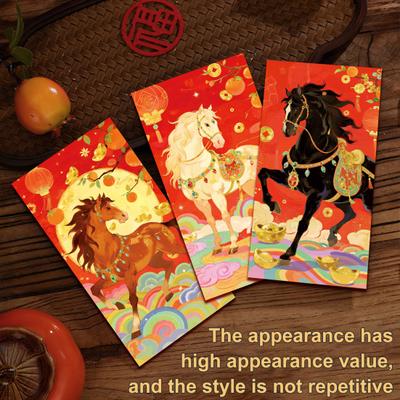 6 Pcs Chinese New Year Red Envelopes Year of The Horse Hong Bao Spring Festival Lucky Money Pockets for Wedding Birthday Lunar New Year