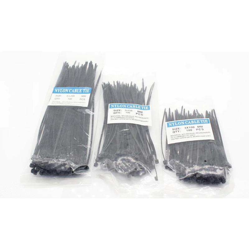 300 Pcs Nylon Cable Self-locking Plastic Wire Zip Ties Set 3*100 3*150 4*200 MRO & Industrial Supply Fasteners & Hardware Cable