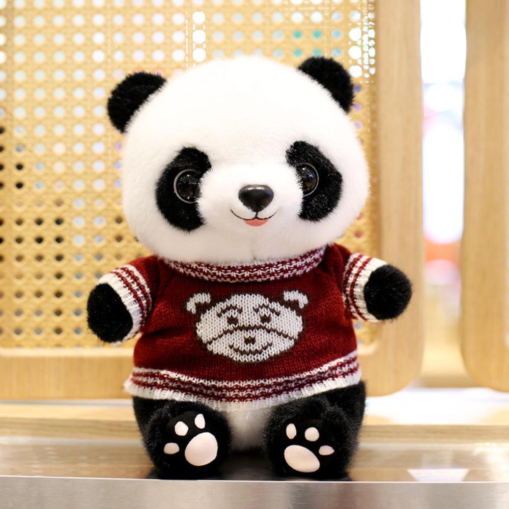 Cute sweater giant panda plush toy wholesale panda base Sichuan souvenir eight inch grab machine doll