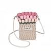 Knit Rose Pattern Mini Shoulder Bag With Phone Pocket For Daily Use