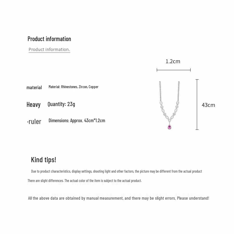 Crystal Tears Silver Necklace with Zircon Water Drop Pendant - Elegant Fashion Clavicle Chain