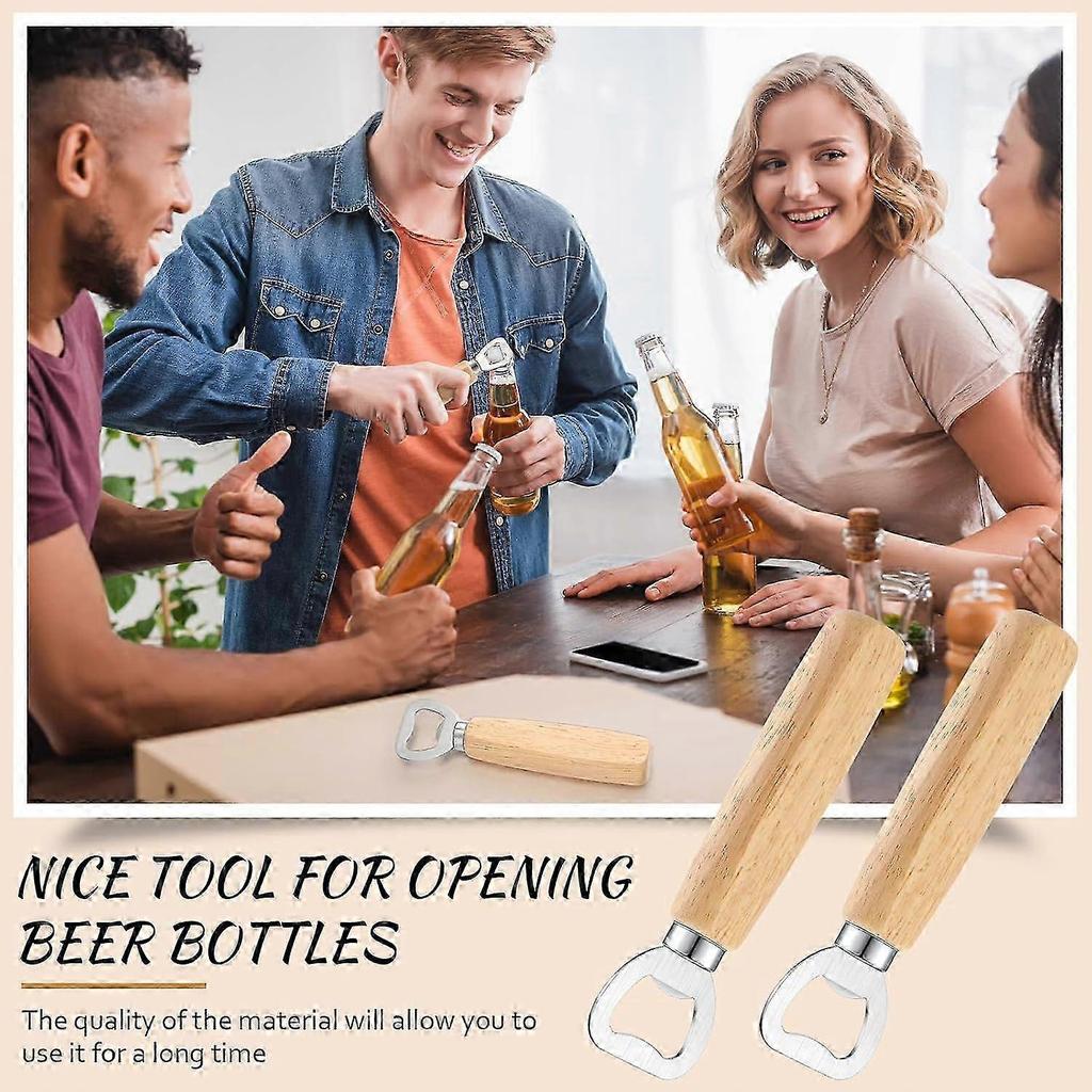 20 Pcs Stainless Steel Bottle Opener Set with Wooden Handle for Beer Wine Cider Bartending Home Kitchen Bar Restaurant 25-26s