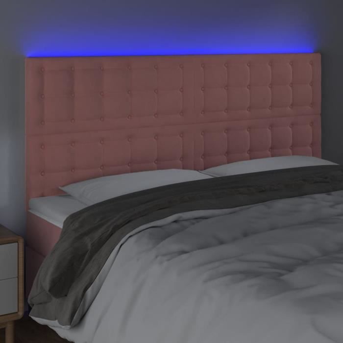 3122917 vidaXL Tête de lit à LED Rose 160x5x118-128 cm Velours