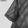 INCERUN Men O Neck Short Sleeve Mesh Sheer See Through Tops T-Shirts