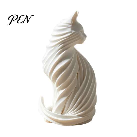 Matte Frosted Statue for Bedroom 3D Printed Cat Sculpture, Modern Style Statue, Black Creative Desktop Accessories Study And White PLA Ornament