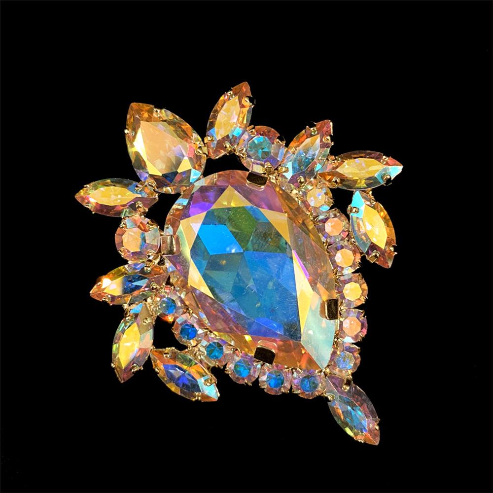 Decorations, Luxury Simple Geometric Colorful Large Water Diamond Rings, Light Luxury Feng Shui Diamond Ring Jewelry