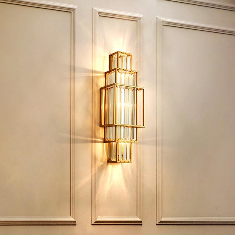

Modern Minimalist Luxury Glass Crystal Wall Lamp Living Room Decoration Bedroom Geometric Indoor Lighting Study Led Lamps