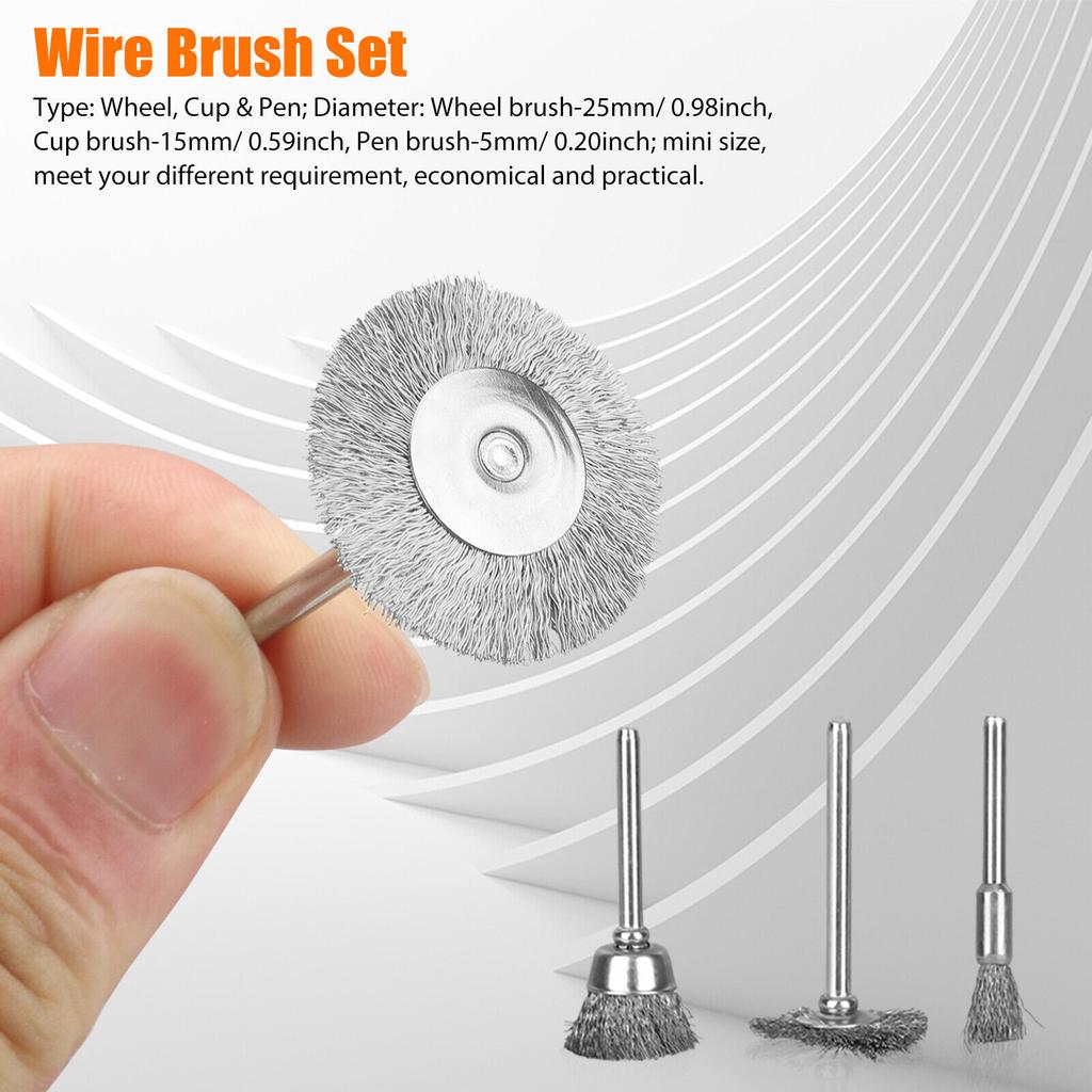 36pcs Brass Wire Wheel Brush Kit For Drill Polishing Attachment Rotary Tools Accessories For Cleaning Rust Removal