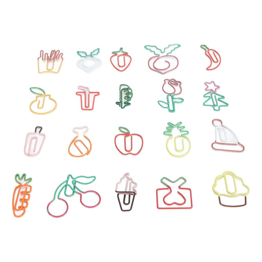100PCS Set Marking Document Organizing Clip Multiple Cute Shapes Metal Paper Clip
