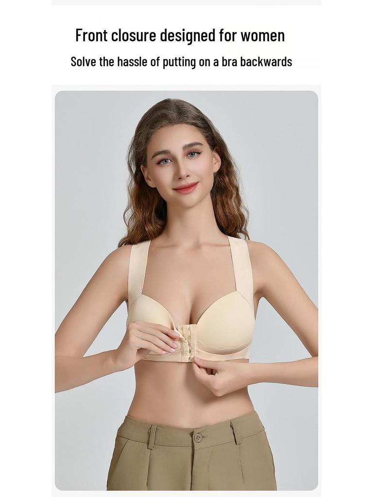Seamless Front-Closure Anti-Sagging Plus Size Wire-Free Bra with Beautiful Back Design
