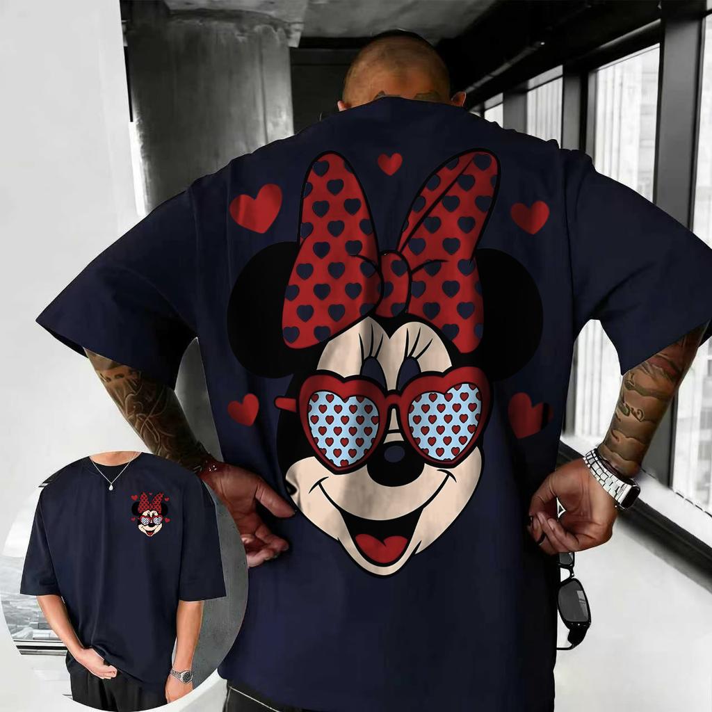 2026 Verano Disney Lindo Mickey Mouse Camiseta Estampada 100% Algodón Manga Corta Casual Holgada Transpirable Top Unisex