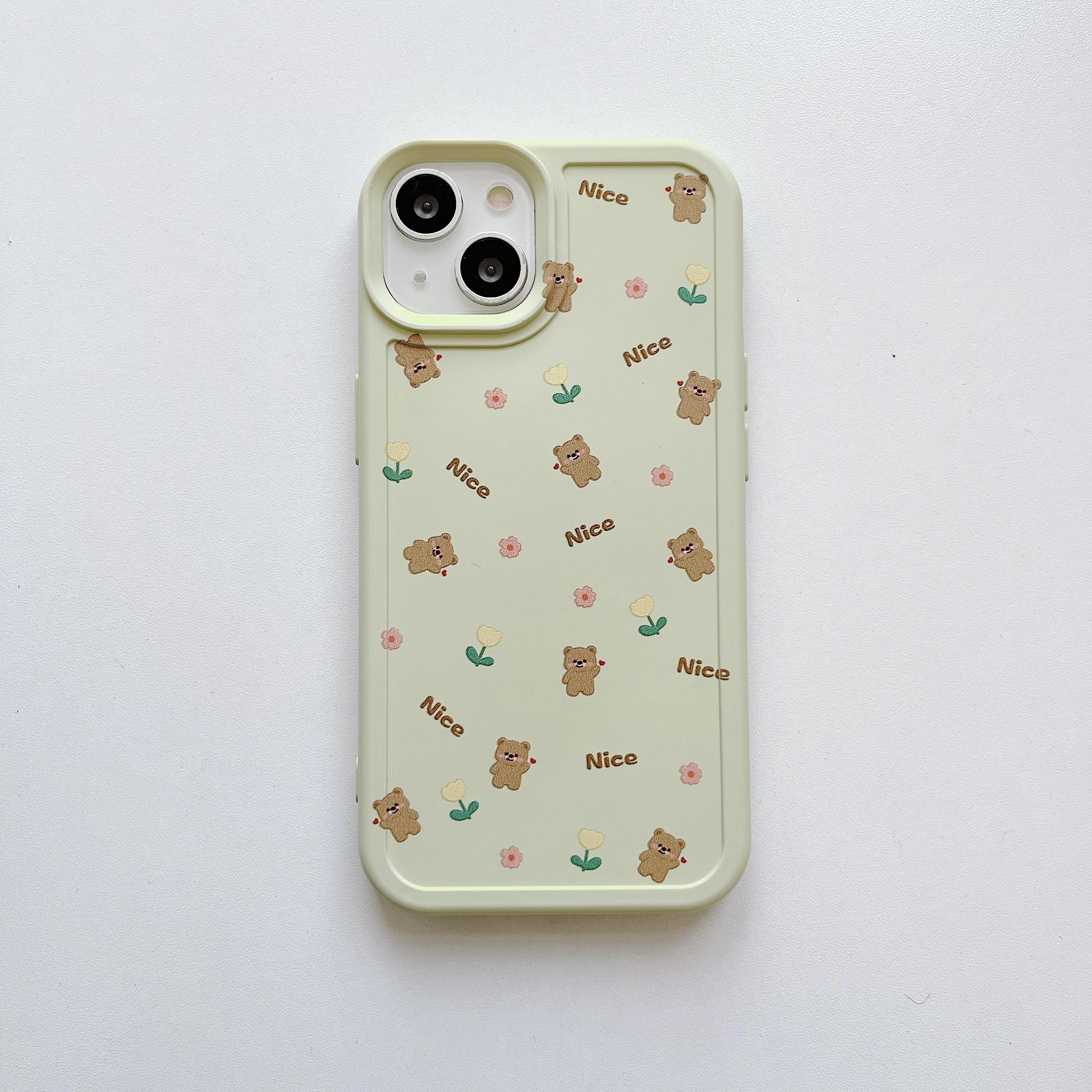 Ins Bear Flower Nice Soft Silicone Phone Case For Iphone 13 12